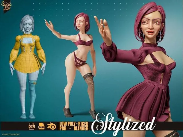 PBR Game 3D Models – Female rigged character