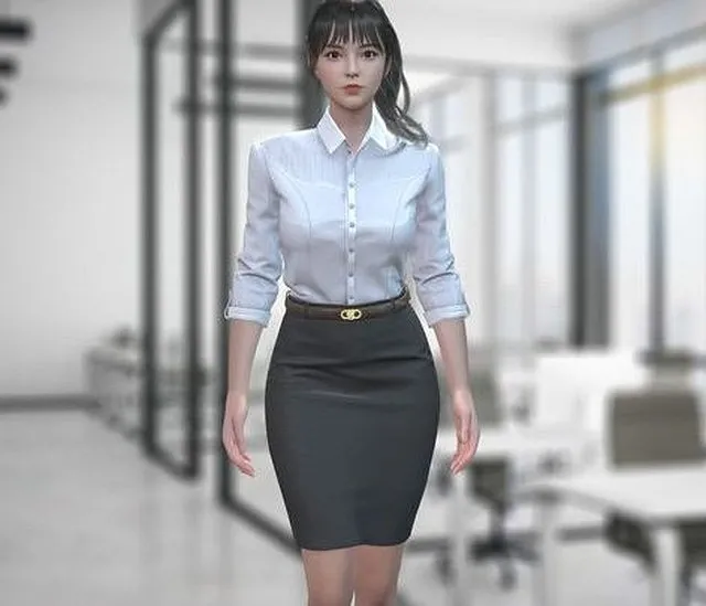 PBR Game 3D Models – Female’s Bussiness Suit Office Lady Game Assests