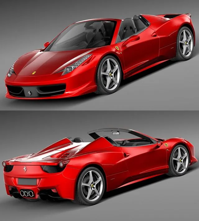 PBR Game 3D Models – Ferrari 458 Spider 2013