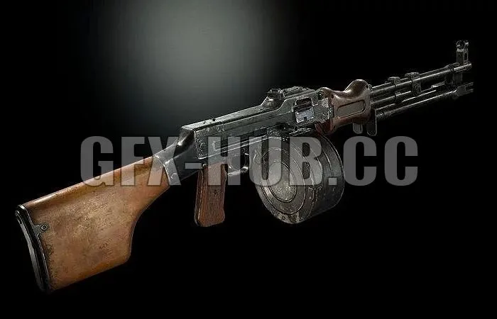 PBR Game 3D Models – find more g f x – hub .co.Degtyarev light machine gun – Soviet machinegun