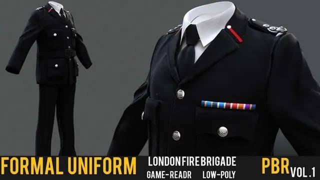 PBR Game 3D Models – Fire brigade formal uniform