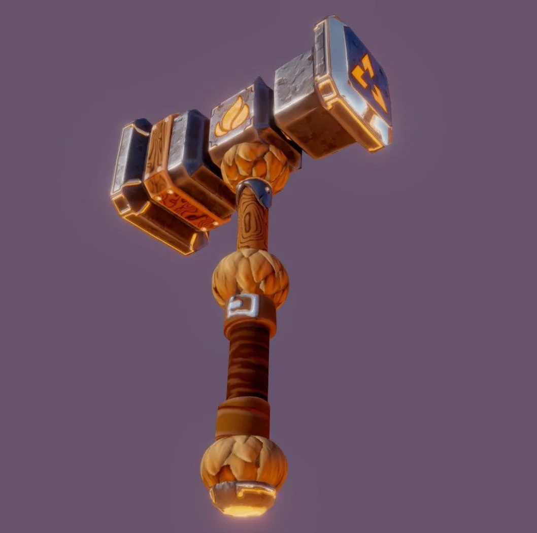 PBR Game 3D Models – Fire Hammer Concept By Casandra Gustafson