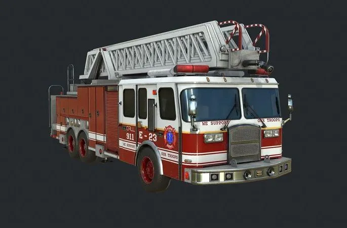 PBR Game 3D Models – Fire Truck Fire Engine