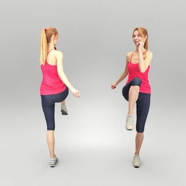 PBR Game 3D Models – Fitness woman doing exercise 421