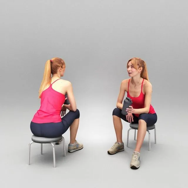 PBR Game 3D Models – Fitness woman sitting with water bottle 411