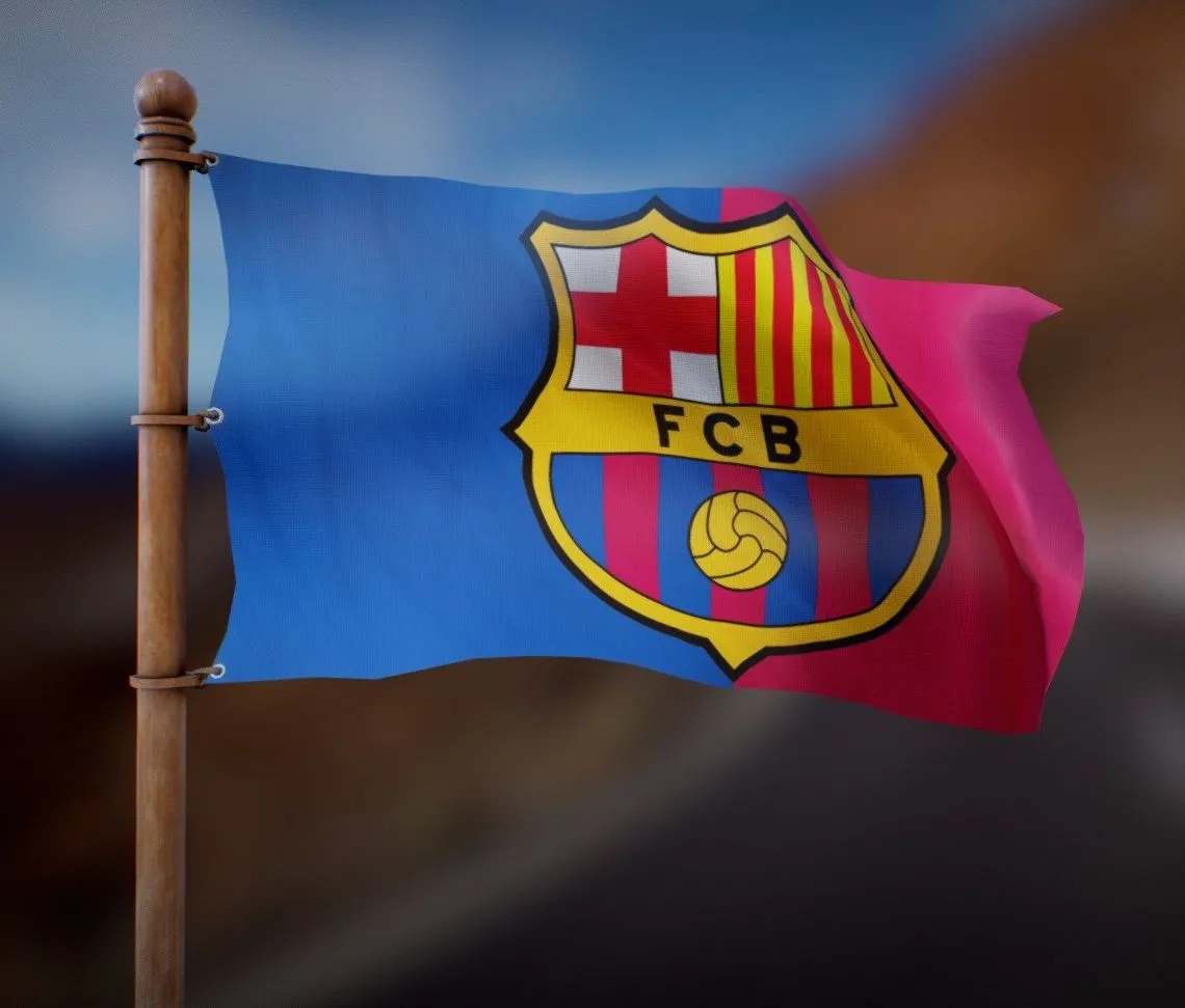 PBR Game 3D Models – Flag Of Fc Barcelona Wind Animated Loop