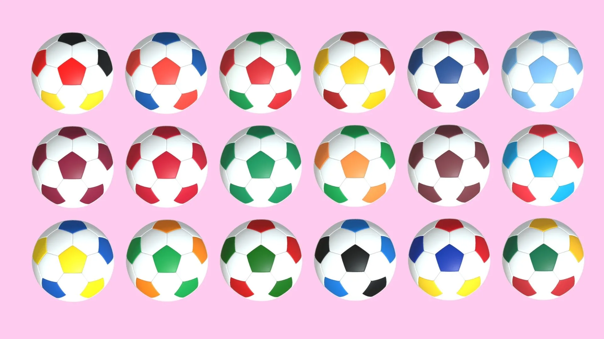 PBR Game 3D Models – Flag Soccer Ball Collection 3