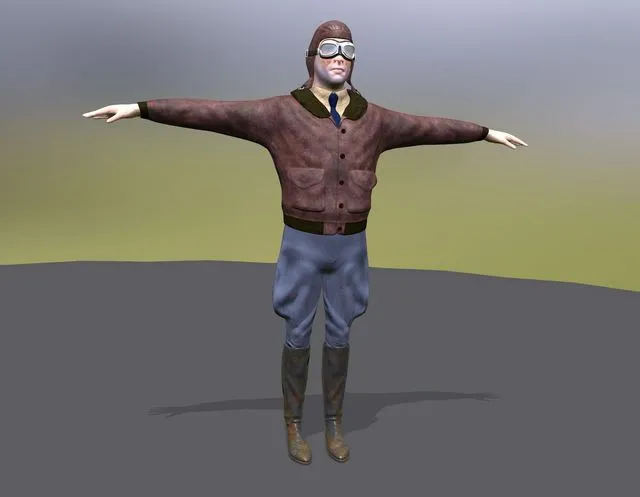 PBR Game 3D Models – Flyboy Barnstorm Pilot – aviator