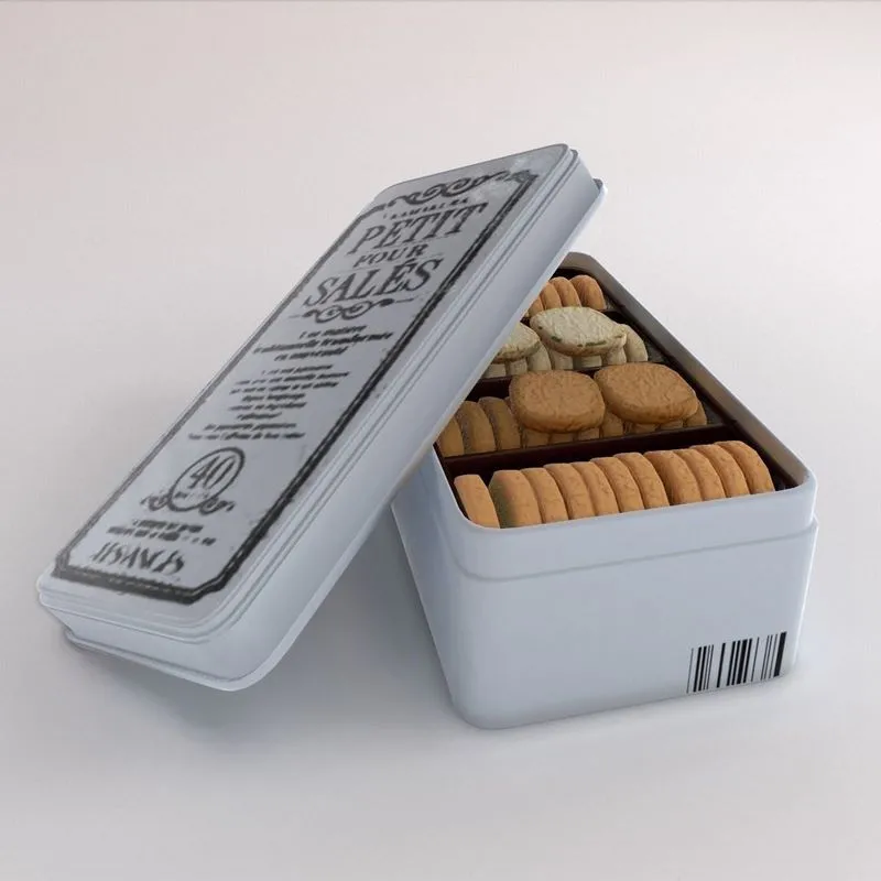 PBR Game 3D Models – Food Cookies Metal Box Opened