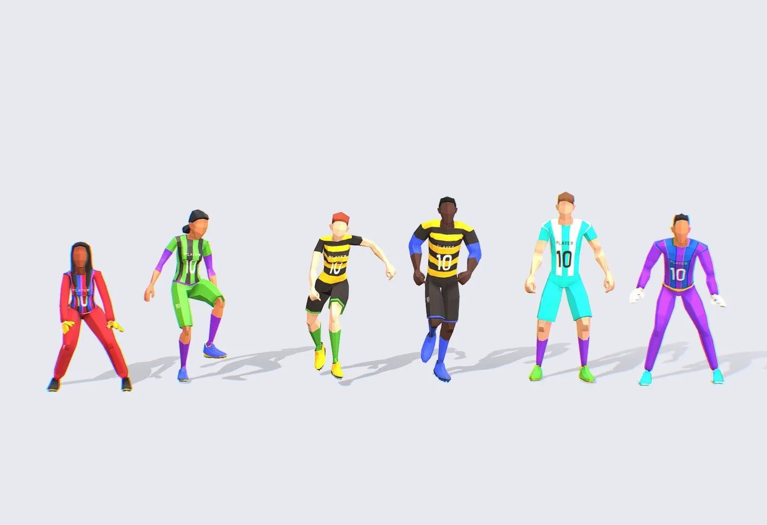 PBR Game 3D Models – Football Soccer Players Animated Rigged