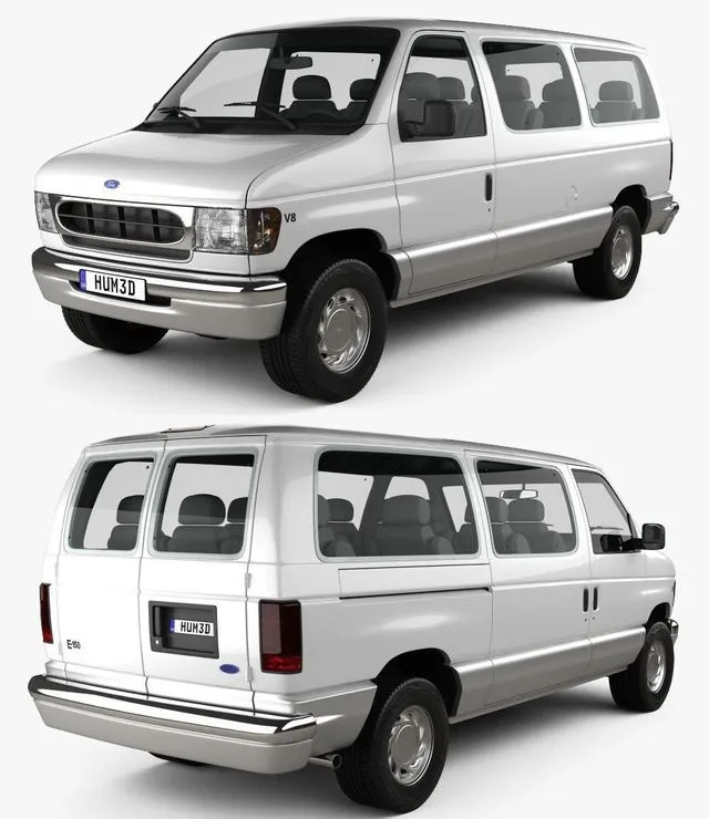 PBR Game 3D Models – Ford E-Series Passenger Van 1998