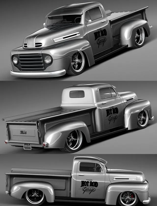 PBR Game 3D Models – Ford F1 Pickup Truck Hot Rod 1950