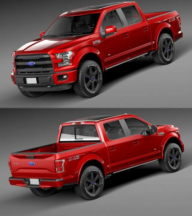 PBR Game 3D Models – Ford F150 Lariat CrewCab 2015