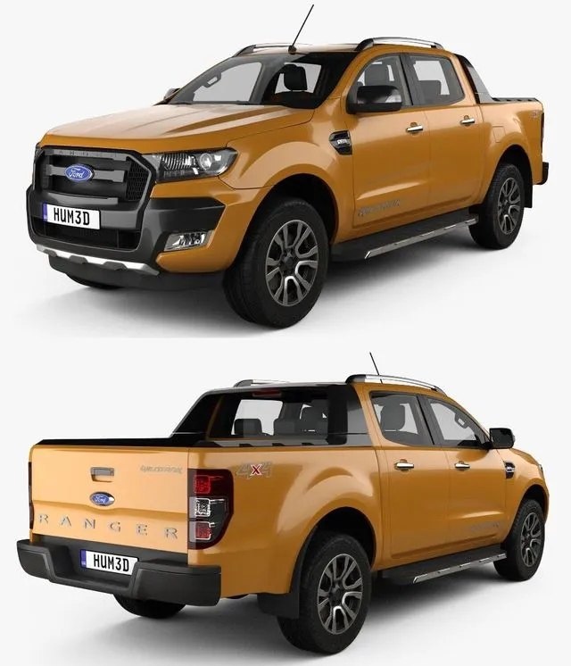 PBR Game 3D Models – Ford Ranger Double Cab Wildtrak with HQ interior 2016
