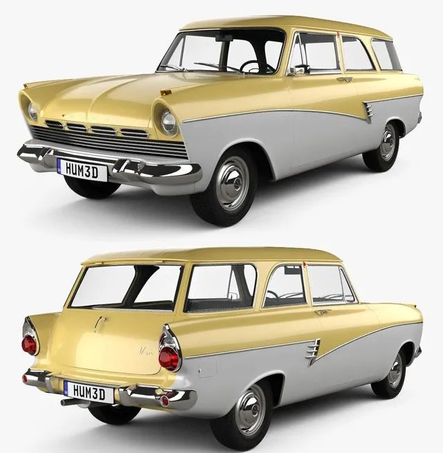 PBR Game 3D Models – Ford Taunus P2 17M kombi 1957