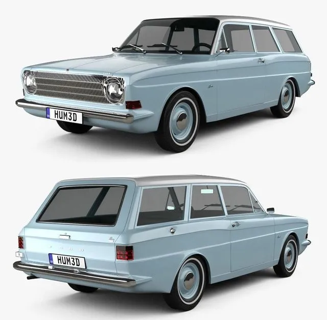 PBR Game 3D Models – Ford Taunus (P6) 12M station wagon 1967