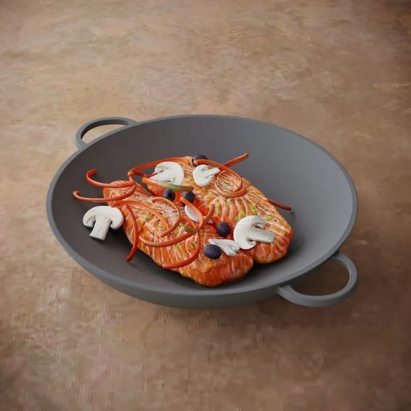 PBR Game 3D Models – Fresh Salmon with Herbs