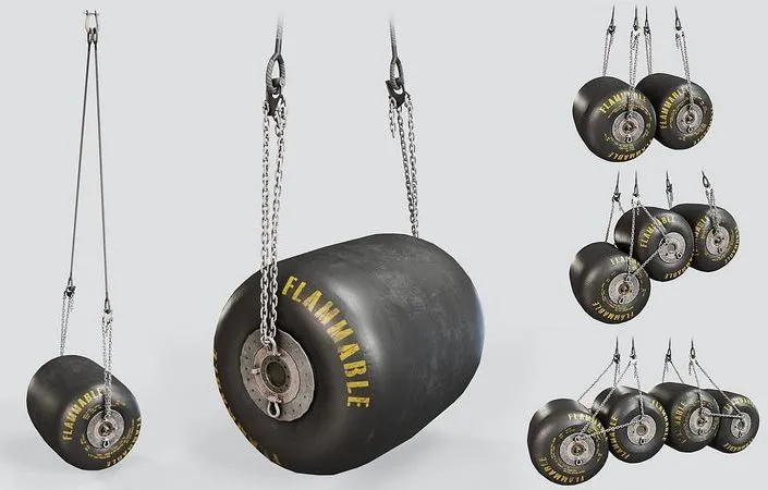 PBR Game 3D Models – Fuel Blivet Army collapsible tanks