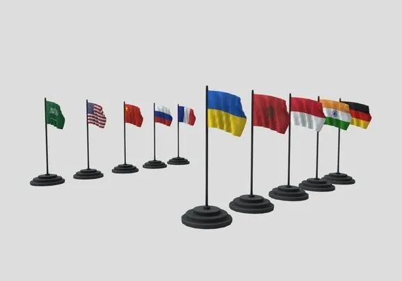 PBR Game 3D Models – G 20 Flags   Country Flags