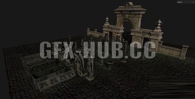 PBR Game 3D Models – -=)G_F_X-H_U_B(=-Gothic Graveyard pack