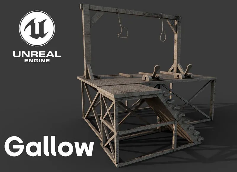 PBR Game 3D Models – Gallows wooden platform
