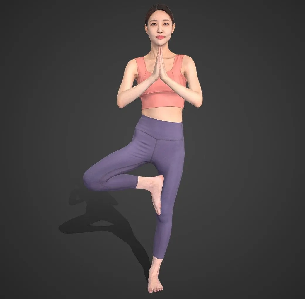 PBR Game 3D Models – Game Ready Asian Woman Scan Posed 13