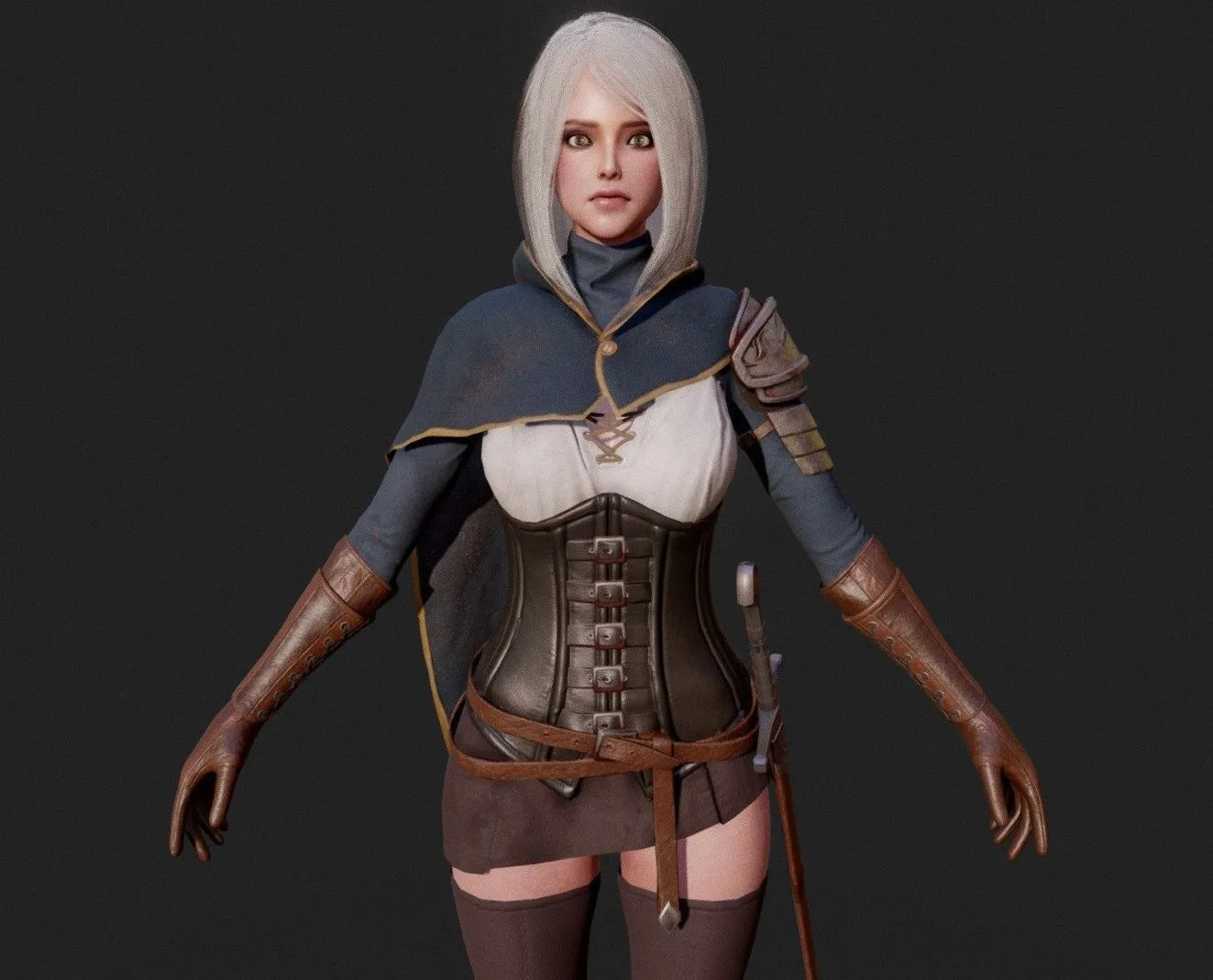 PBR Game 3D Models – Game Ready Swordsman Girl