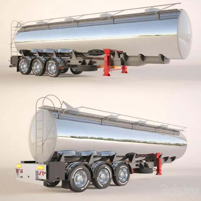 PBR Game 3D Models – Gasoline Fuel Tanker Trailer – Semitrailer tank for fuel transportation