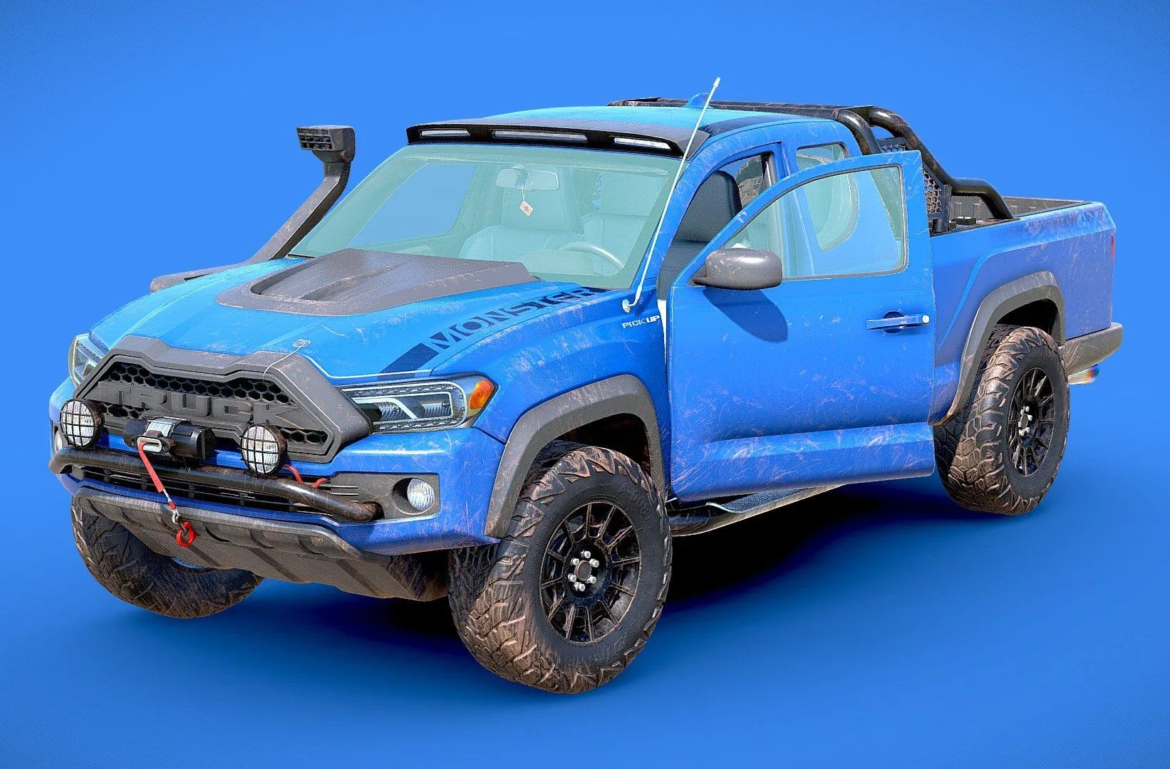 PBR Game 3D Models – Generic Pickup Truck Lowpoly