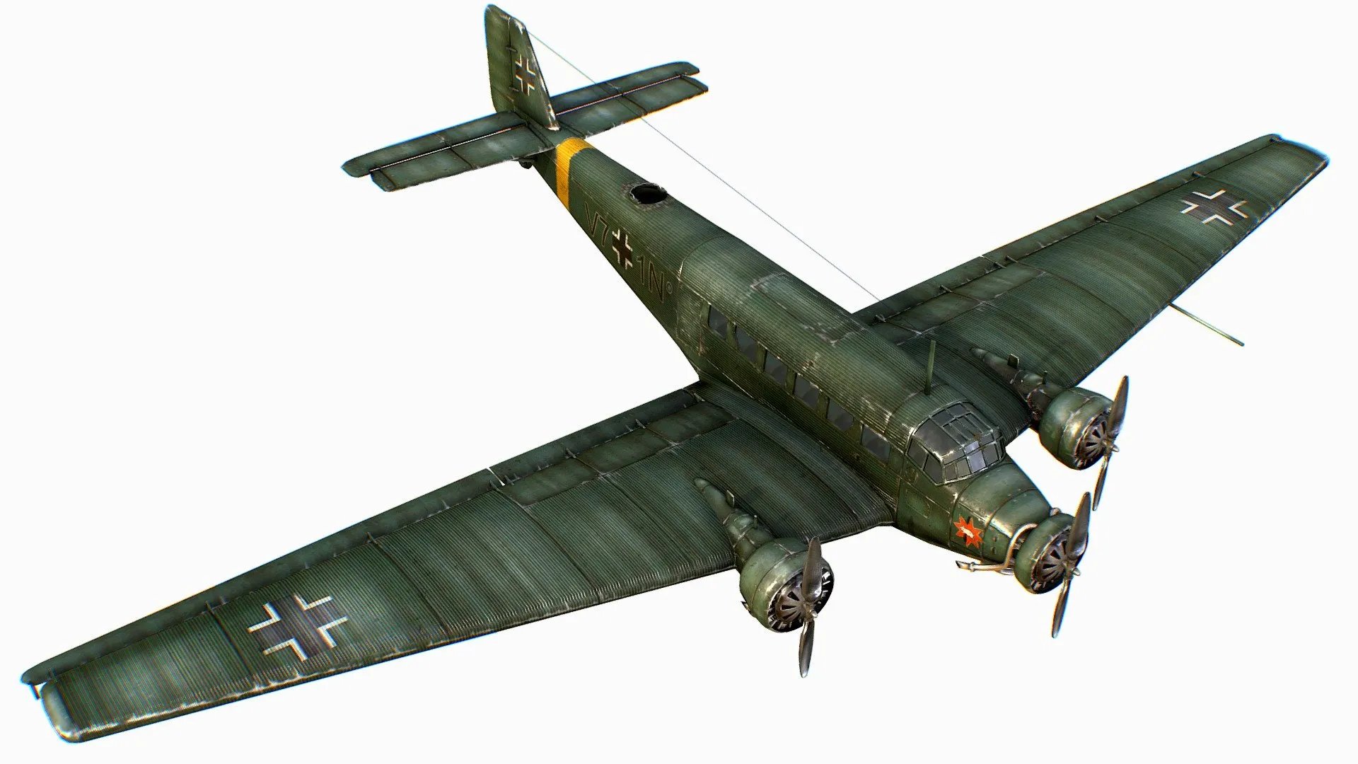 PBR Game 3D Models – German Transport Aircraft Junkers Tante Ju 52