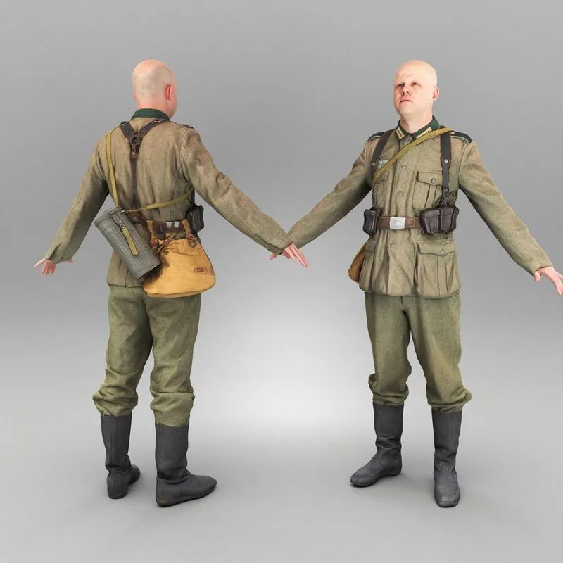 PBR Game 3D Models – German Wehrmacht soldier ready for animation 423