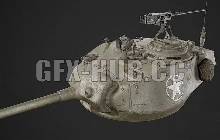 PBR Game 3D Models – get other_gfx-hub_dot_co_M24 Chaffee Turret