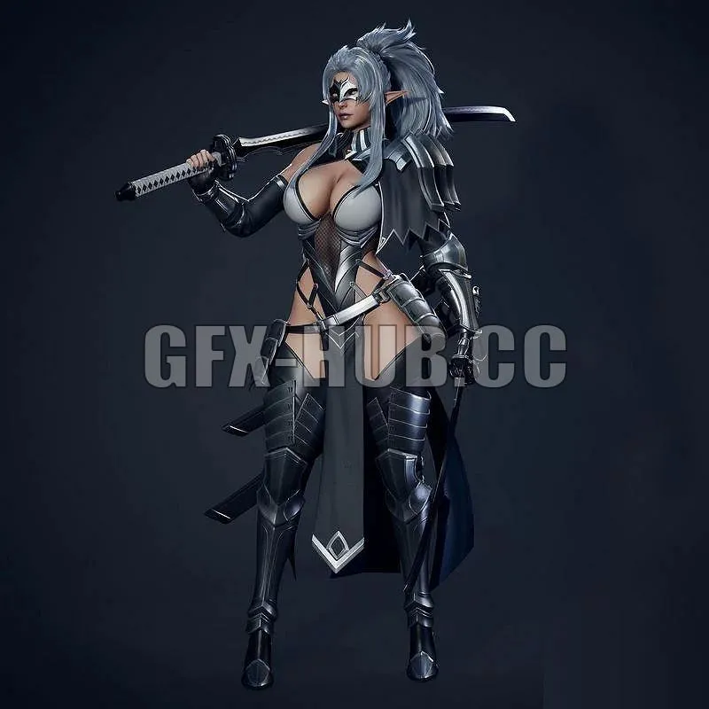PBR Game 3D Models – G&F&X-H#U#B.cc-Dark Elf Blader Armor
