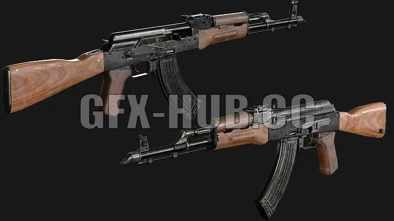 PBR Game 3D Models – (gfx-hub (co) AKM rifle
