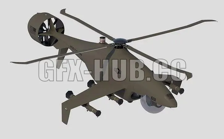 PBR Game 3D Models – @gfx-hub.co@Sharkeye X UAS Tactical Helicopter