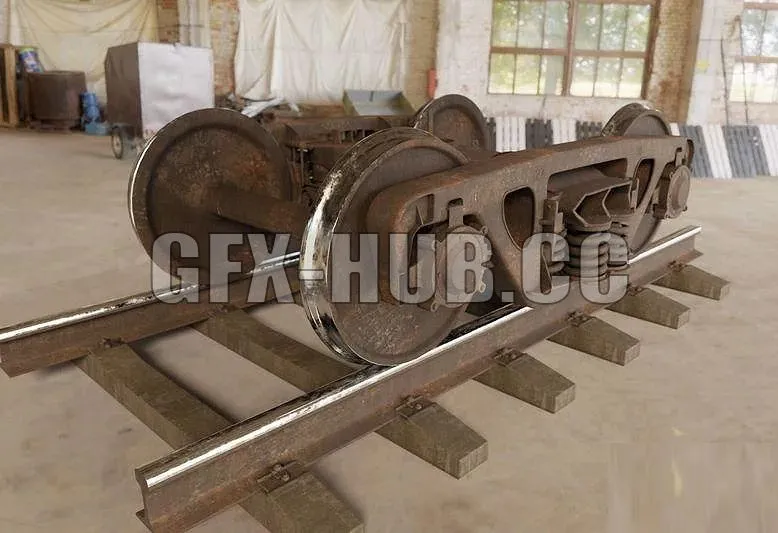 PBR Game 3D Models – GFX#HUB dot CO Railway wheelset Freight Bogie
