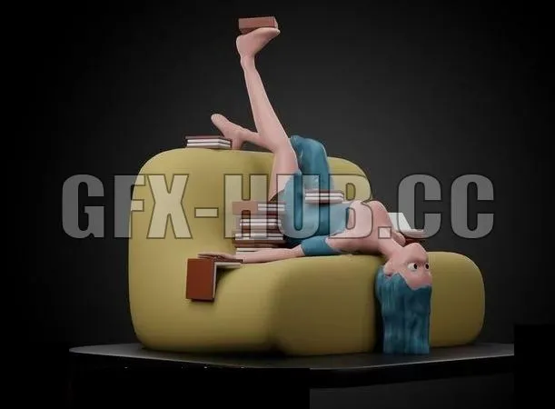 PBR Game 3D Models – Girl relaxing