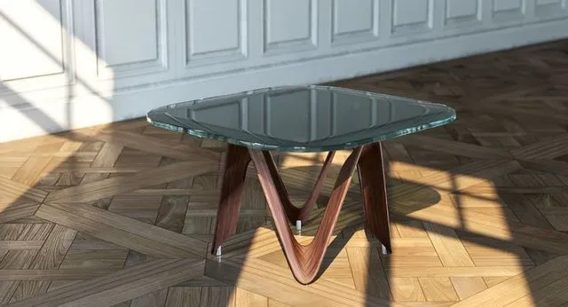 PBR Game 3D Models – Glass Table With Wooden Stand