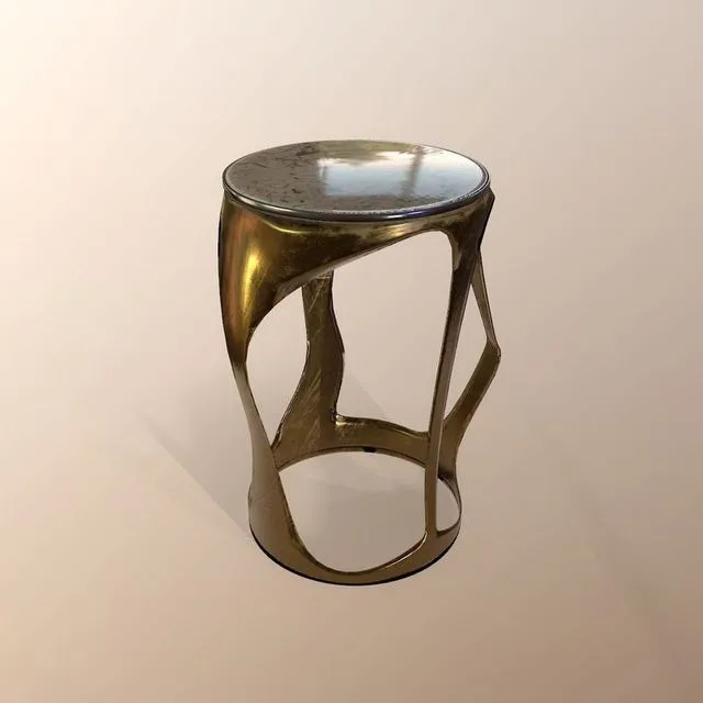 PBR Game 3D Models – Gold bar stool