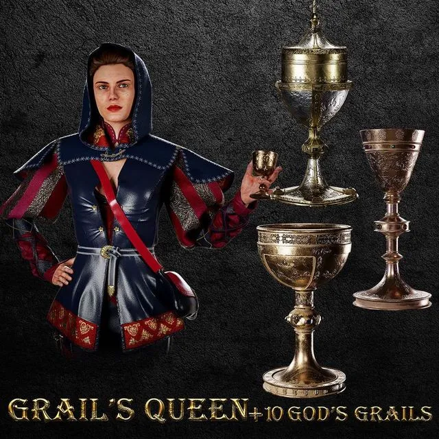 PBR Game 3D Models – GRAILS QUEEN with 10 GODS GRAILS