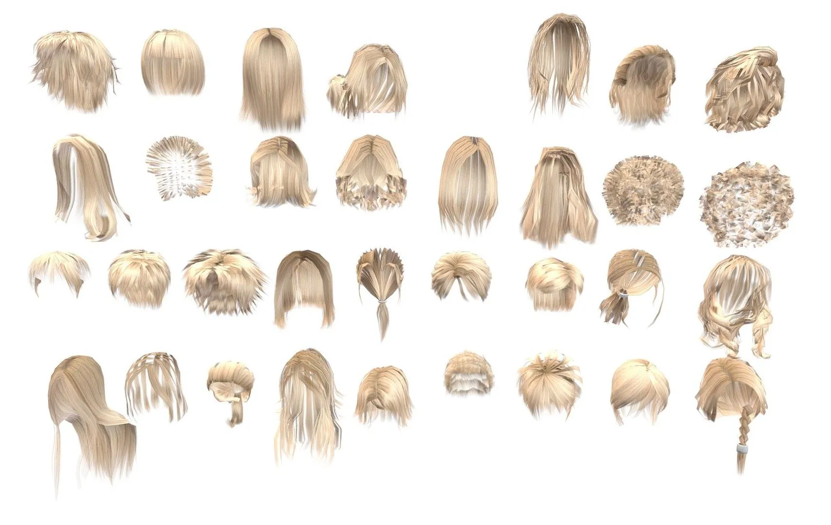 PBR Game 3D Models – Hair Collection