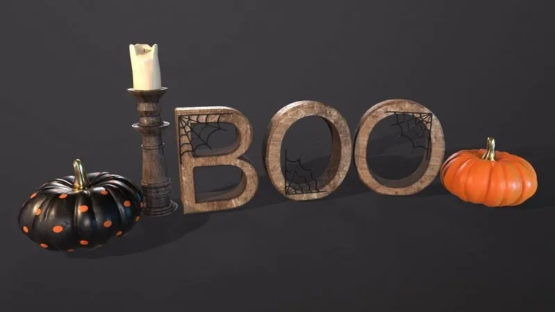 PBR Game 3D Models – Halloween props – Decoration set