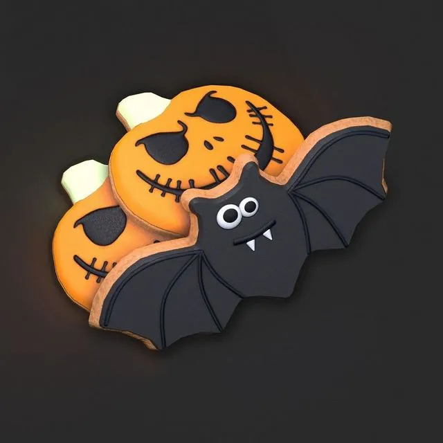 PBR Game 3D Models – Halloween Pumpkin and Bat Cookies