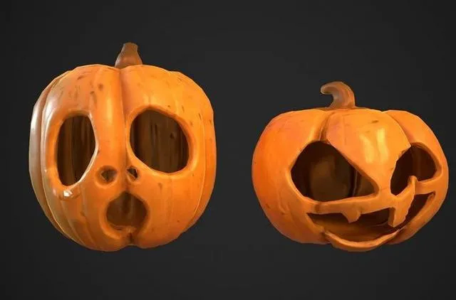 PBR Game 3D Models – Haloween Pumkins Low-poly
