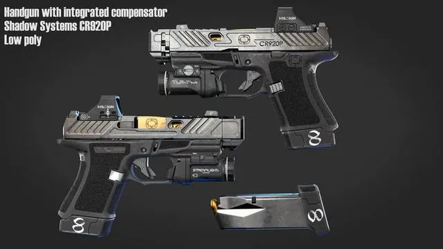 PBR Game 3D Models – Handgun with integrated compensator Shadow Systems CR920P