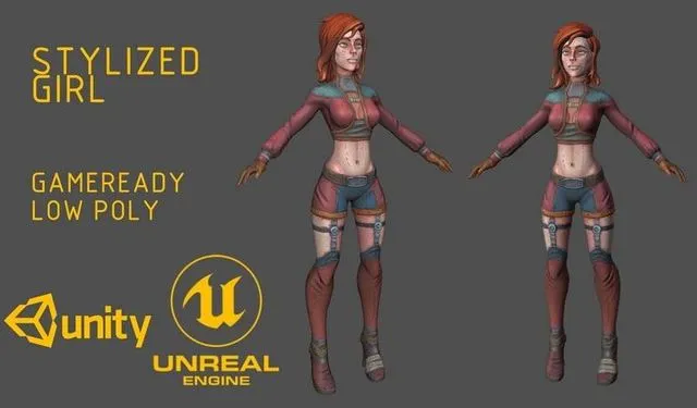 PBR Game 3D Models – Hannah stylized girl for gameengines