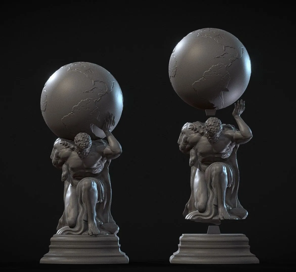 PBR Game 3D Models – Hercules Holding Globe 3D Printing