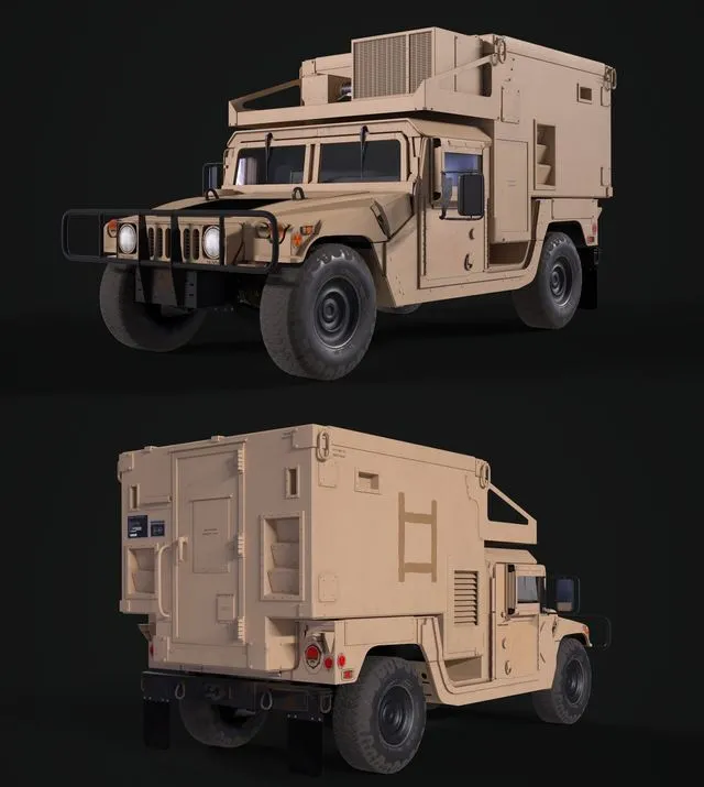 PBR Game 3D Models – HMMWV Shelter humvee