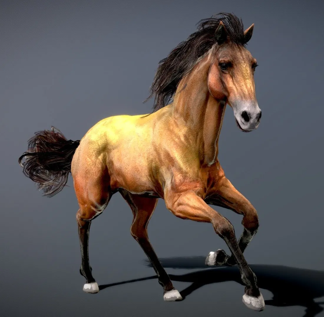 PBR Game 3D Models – Horse Spanish Mustang Dun