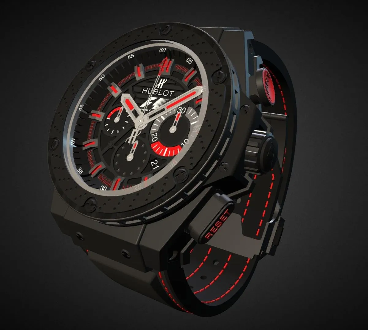 PBR Game 3D Models – Hublot King Power F1 Watch
